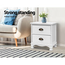 2x Artiss Bedside Tables Drawers Side Table Nightstand Vintage Storage Cabinet