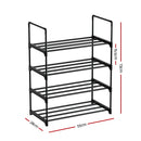 Artiss Shoe Rack Stackable Shelves 4 Tiers 55cm Shoes Storage Stand Black