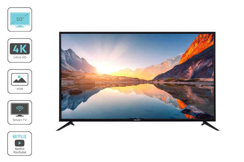 Devanti Smart LED TV 50 Inch 50 4K UHD HDR LCD Slim Thin Screen Netflix YouTube"
