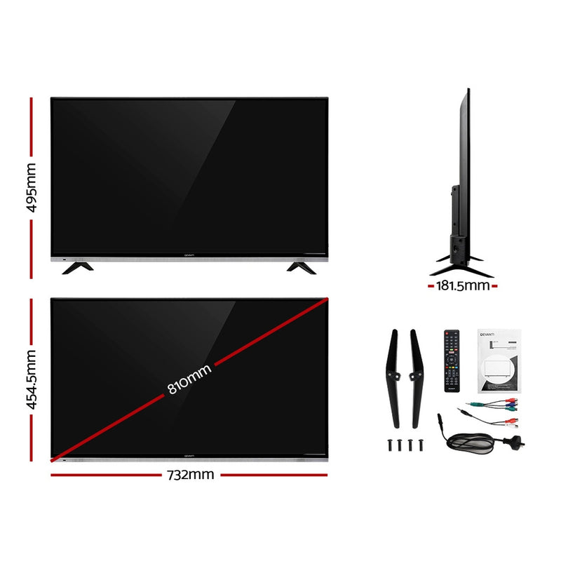 NEW DEVANTI 32 Inch Smart LED TV HD LCD Slim Thin Screen Netflix Black 16:9"