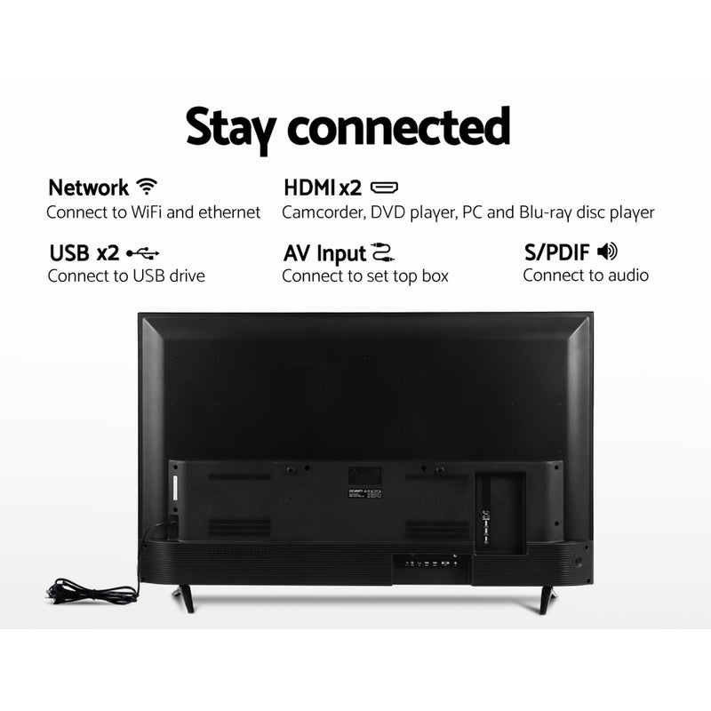 NEW DEVANTI 32 Inch Smart LED TV HD LCD Slim Thin Screen Netflix Black 16:9"