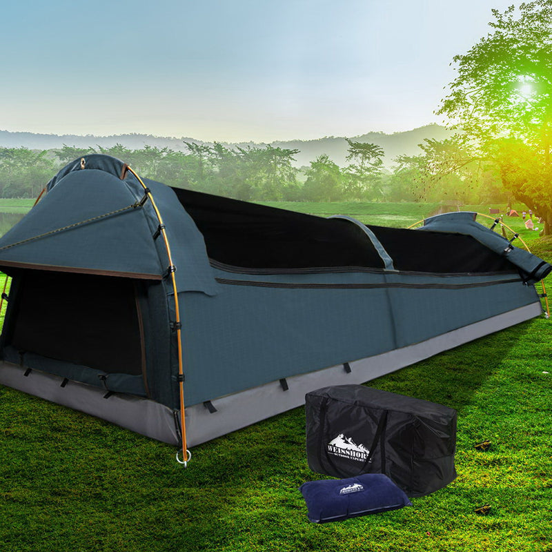 Weisshorn King Single Swag Camping Swag Canvas Tent - Navy