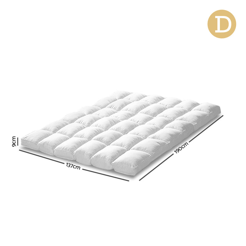 Giselle DOUBLE 1800GSM Mattress Topper Duck Feather Down 9cm Pillowtop Topper