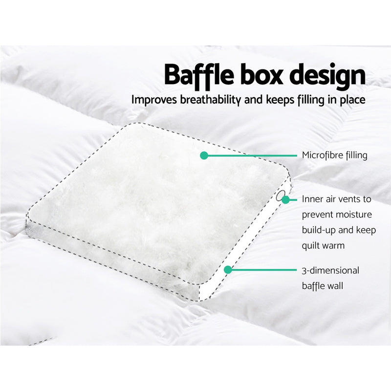 Giselle King Single Mattress Topper Pillowtop 1000GSM Microfibre Filling Protector