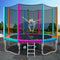 Everfit 12FT Trampoline Round Trampolines Kids Enclosure Safety Net Pad Outdoor Multi-coloured Flat