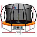 Everfit 10FT Trampoline Round Trampolines With Basketball Hoop Kids Present Gift Enclosure Safety Net Pad Outdoor Orange