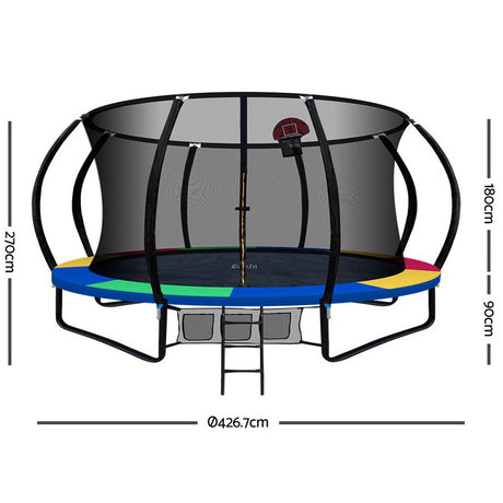 Everfit 14FT Trampoline With Basketball Hoop - Rainbow
