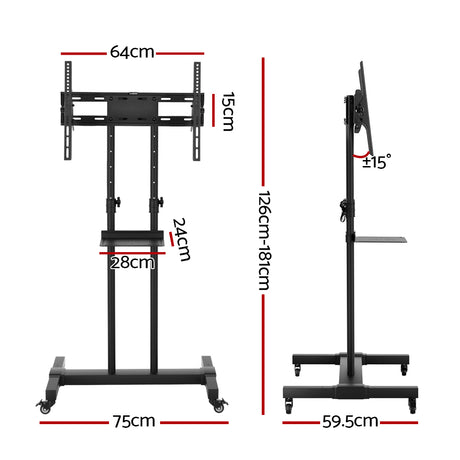 Artiss Steel Mobile TV Stand Cart Height-adjust up to 65