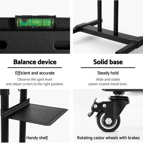 Artiss Steel Mobile TV Stand Cart Height-adjust up to 65