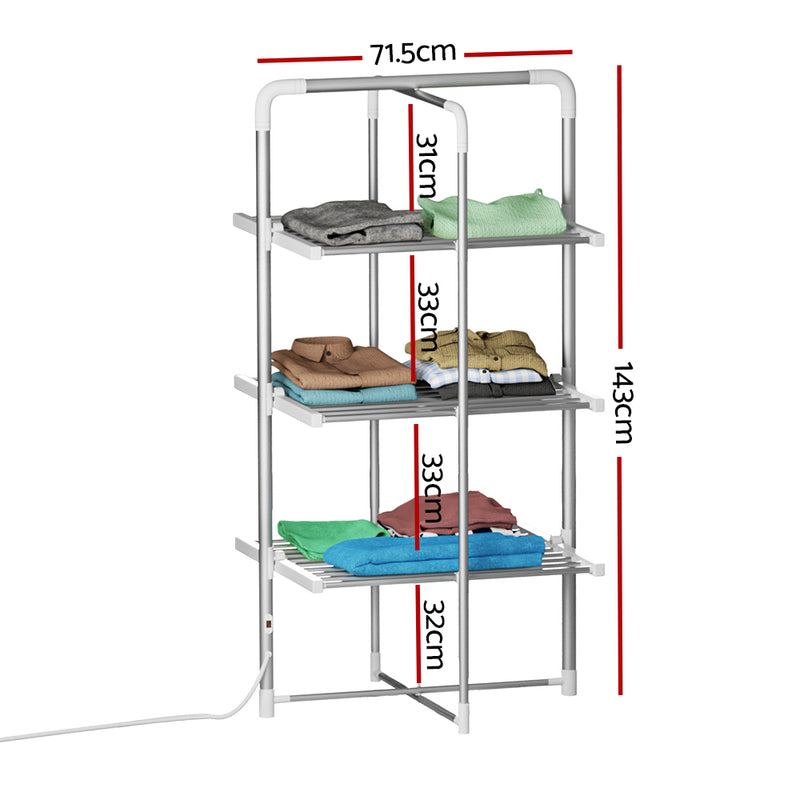 Devanti Electric Heated Towel Clothes Rail Rack Airer Dryer Warmer Stand 300W