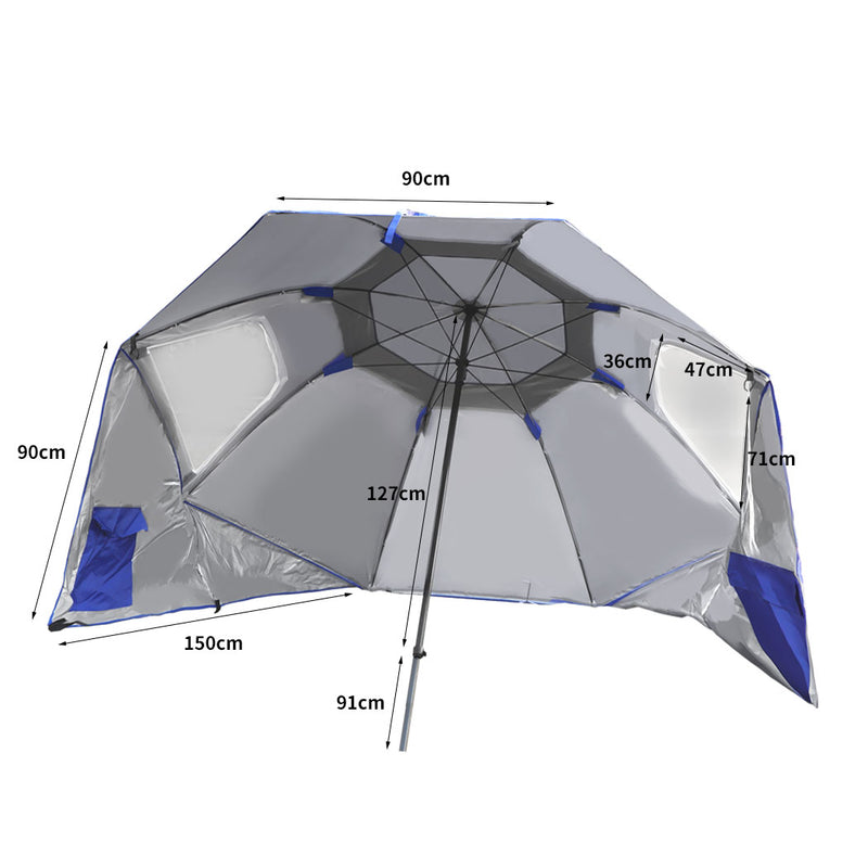 Mountview Beach Umbrella Outdoor Umbrellas Sun Shade Garden Shelter 2.33M Blue