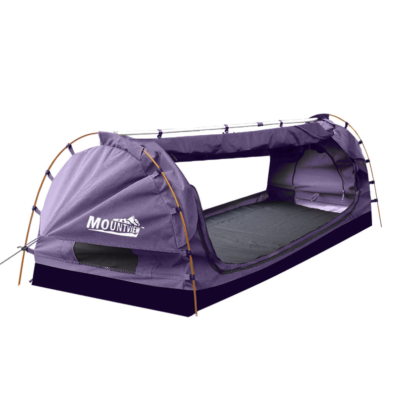 Mountview Double Swag Camping Swags Canvas Dome Tent Free Standing Purple