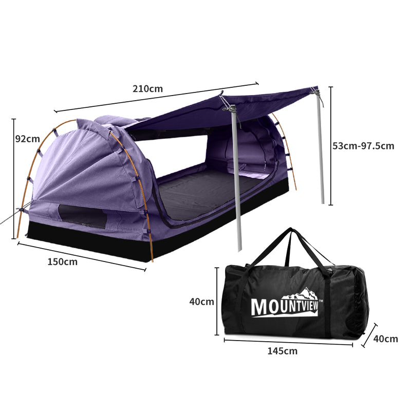 Mountview Double Swag Camping Swags Canvas Dome Tent Free Standing Purple