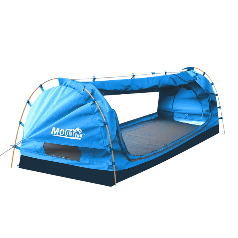 Mountview King Single Swag Camping Swags Canvas Dome Tent Free Standing Navy