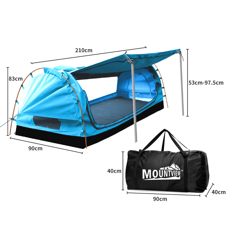 Mountview King Single Swag Camping Swags Canvas Dome Tent Free Standing Navy