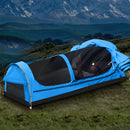 Mountview King Single Swag Camping Swags Canvas Dome Tent Hiking Mattress Blue