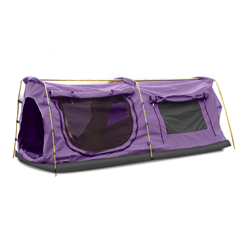 Mountview Double King Swag Camping Swags Canvas Dome Tent Hiking Mattress Purple