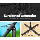 Instahut 3M Cantilevered Outdoor Umbrella - Black