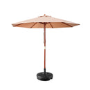 Instahut 2.7M Umbrella with Base Outdoor Pole Umbrellas Garden Stand Deck Beige