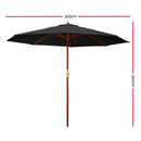 Instahut Outdoor Umbrella 3M Pole Cantilever Stand Garden Umbrellas Patio Black