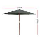 Instahut Outdoor Umbrella 3M Pole Umbrellas Stand Sun Beach Garden Deck Charcoal