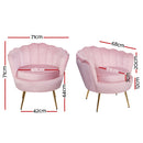 Artiss Armchair Lounge Chair Accent Armchairs Retro Single Sofa Velvet Pink