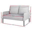 Artiss Armchair 2-Seater Sofa Accent Chair Loveseat Grey Linen Fabric Metal Leg