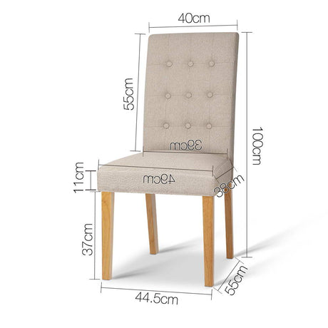 Artiss Set of 2 Fabric Dining Chair - Beige