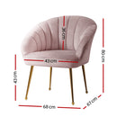 Artiss Armchair Lounge Chair Armchairs Accent Chairs Velvet Sofa Pink Couch