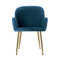 Artiss  Set of 2 Kynsee Dining Chairs Armchair Cafe Chair Upholstered Velvet Blue