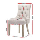 Artiss 2x Dining Chair Beige CAYES French Provincial Chairs Wooden Fabric Retro Cafe