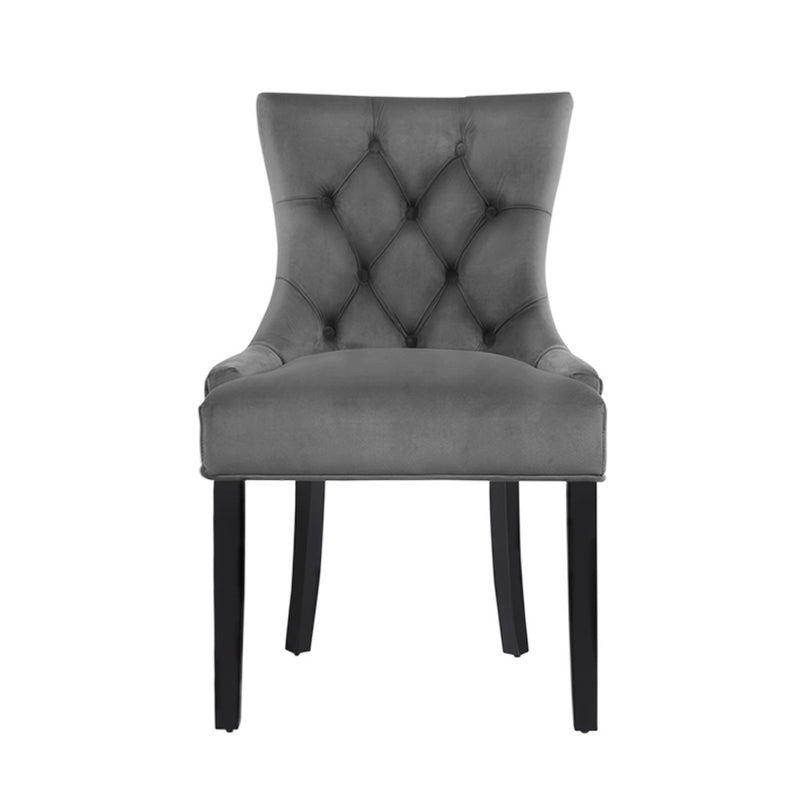 Artiss 2x Dining Chairs French Provincial Retro Chair Wooden Velvet Fabric Grey