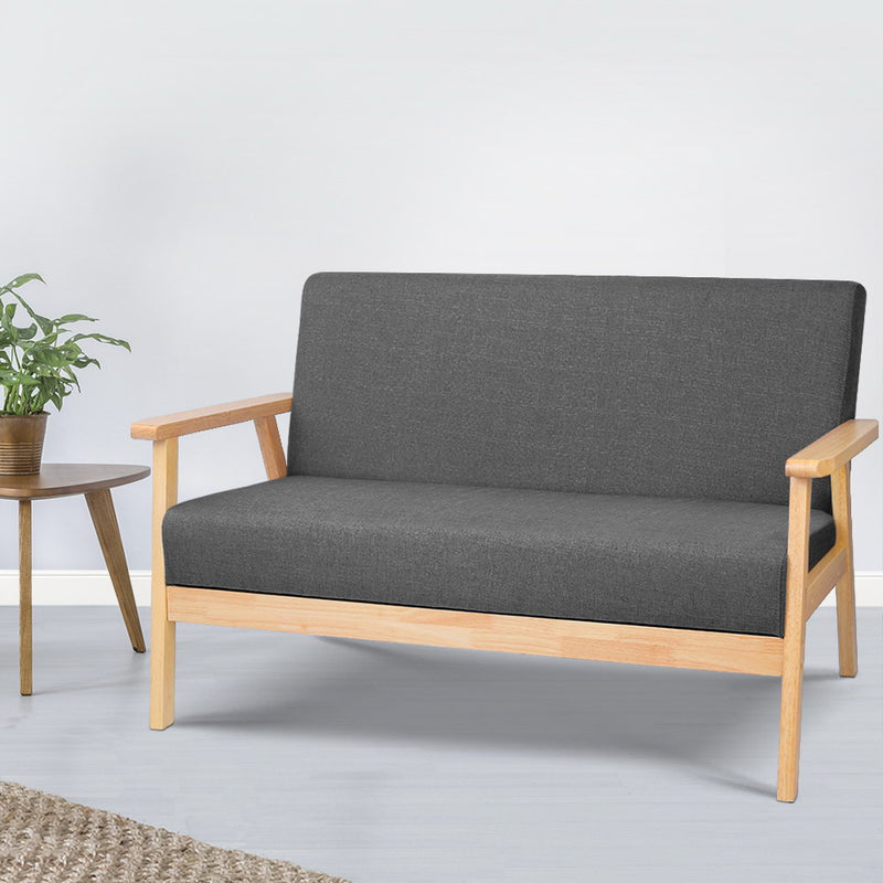 Artiss 2 Seater Fabric Sofa Chair - Grey