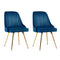 Artiss Set of 2 Dining Chairs Retro Chair Cafe Kitchen Modern Metal Legs Velvet Blue