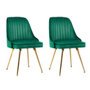 Artiss Set of 2 Dining Chairs Retro Chair Cafe Kitchen Modern Metal Legs Velvet Green