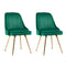 Artiss Set of 2 Dining Chairs Retro Chair Cafe Kitchen Modern Metal Legs Velvet Green