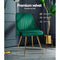 Artiss Set of 2 Dining Chairs Retro Chair Cafe Kitchen Modern Metal Legs Velvet Green