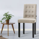 Artiss x2 DONA Dining Chair Fabric Foam Padded High Back Wooden Kitchen Beige