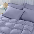 Royal Comfort 2000TC 6 Piece Bamboo Sheet & Quilt Cover Set Cooling Breathable - Queen - Lilac Grey