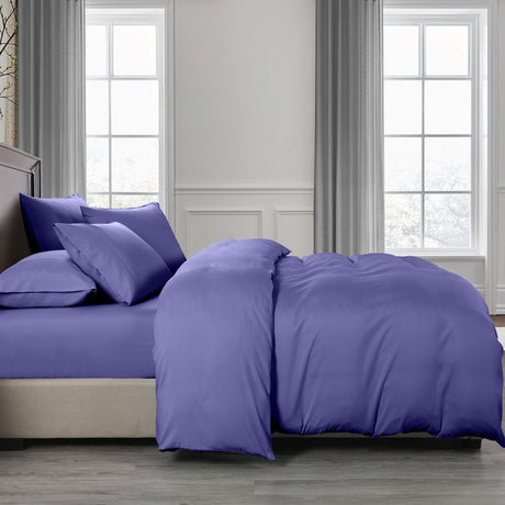 Royal Comfort 2000TC 6 Piece Bamboo Sheet & Quilt Cover Set Cooling Breathable - Queen - Royal Blue