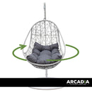 Arcadia Furniture Rocking Egg Chair Swing Lounge Hammock Pod Wicker Curved - White and Grey