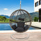 Arcadia Furniture Rocking Egg Chair Outdoor Wicker Rattan Patio Garden Circular - Oatmeal and Grey