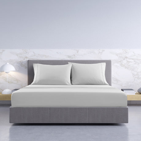 Royal Comfort 1000TC Hotel Grade Bamboo Cotton Sheets Pillowcases Set Ultrasoft - King - Cool Grey