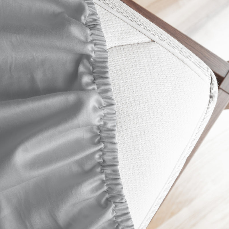 Royal Comfort 1000 Thread Count Fitted Sheet Cotton Blend Ultra Soft Bedding - Queen - Light Grey