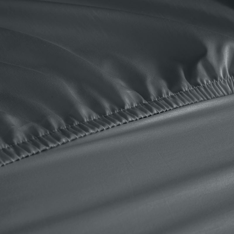 Royal Comfort 1000 Thread Count Fitted Sheet Cotton Blend Ultra Soft Bedding - Queen - Dark Grey