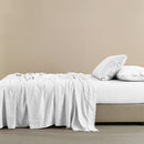 Royal Comfort Flax Linen Blend Sheet Set Bedding Luxury Breathable Ultra Soft - Queen - White