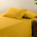 Royal Comfort Flax Linen Blend Sheet Set Bedding Luxury Breathable Ultra Soft - Queen - Mustard Gold