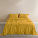 Royal Comfort Flax Linen Blend Sheet Set Bedding Luxury Breathable Ultra Soft - King - Mustard Gold