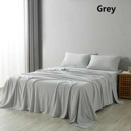 Royal Comfort 100% Jersey Cotton 4 Piece Sheet Set - King - Grey Marle