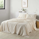 Royal Comfort Stripes Linen Blend Sheet Set Bedding Luxury Breathable Ultra Soft - Queen - Beige